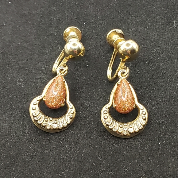 Cute Boho with Sparkly Stone Screw Back Earrings - Picture 3 of 4